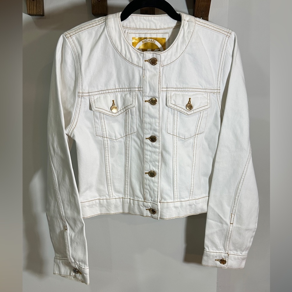 MICHAEL Michael Kors White Denim Jacket Medium - Picture 2 of 8